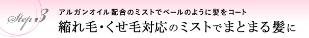 アルガンオイル配合のミストでベールのように髪をコート 縮れ毛・くせ毛対応のミストでまとまる髪に