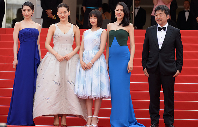 CANNES, FRANCE - MAY 14:  (L-R) Actresses Kaho, Haruka Ayase, Suzu Hirose, Masami Nagasawa, and director Hirokazu Koreeda attend the "Umimachi Diary" ("Our Little Sister") photocall during the 68th annual Cannes Film Festival on May 14, 2015 in Cannes, France.  (Photo by Dominique Charriau/WireImage)