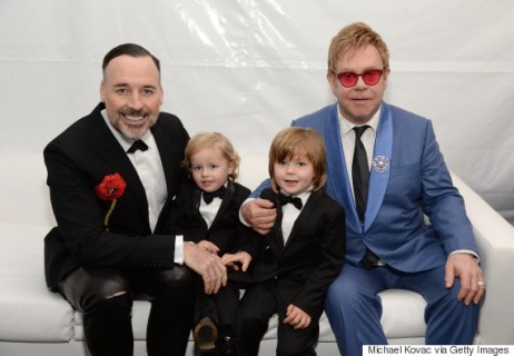 LOS ANGELES, CA - FEBRUARY 22:  (L-R) David Furnish, Elijah Furnish-John, Zachary Furnish-John, and Sir Elton John attend the 23rd Annual Elton John AIDS Foundation Academy Awards Viewing Party on February 22, 2015 in Los Angeles, California.  (Photo by Michael Kovac/Getty Images for EJAF)
