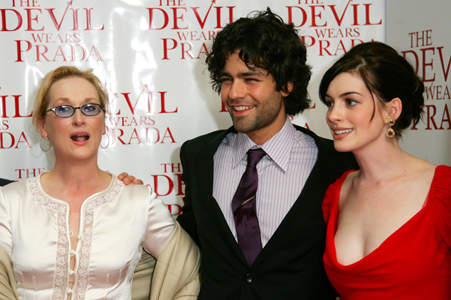 NEW YORK - JUNE 19:  (L-R) Actors Meryl Streep, Adrian Grenier and Anne Hathaway attend the 20th Century Fox premiere of The Devil Wears Prada at the Loews Lincoln Center Theatre on June 19, 2006 in New York City.  (Photo by Evan Agostini/Getty Images)